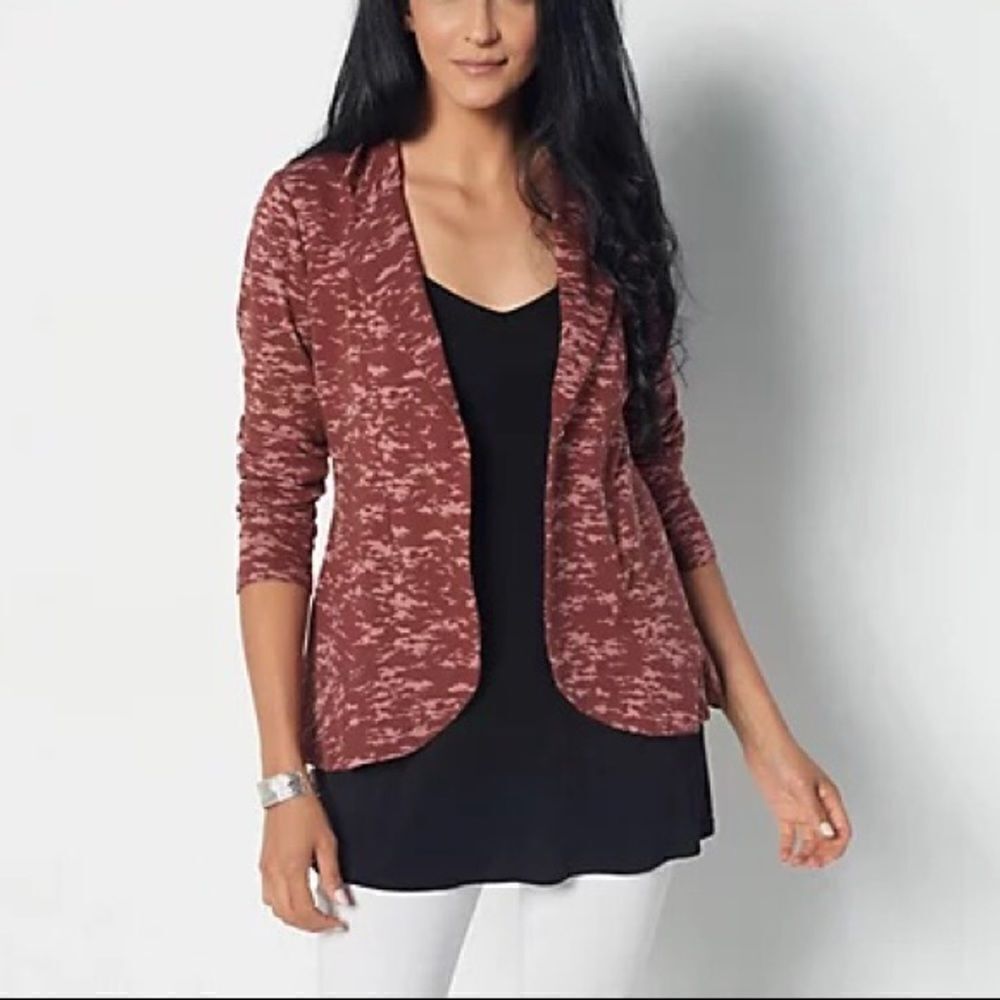 LOGO by Lori Goldstein Mini Camo French Terry Blazer